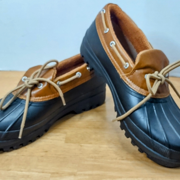 Sperry Black and Brown Winter Rain Boots Waterproof - Picture 1 of 7